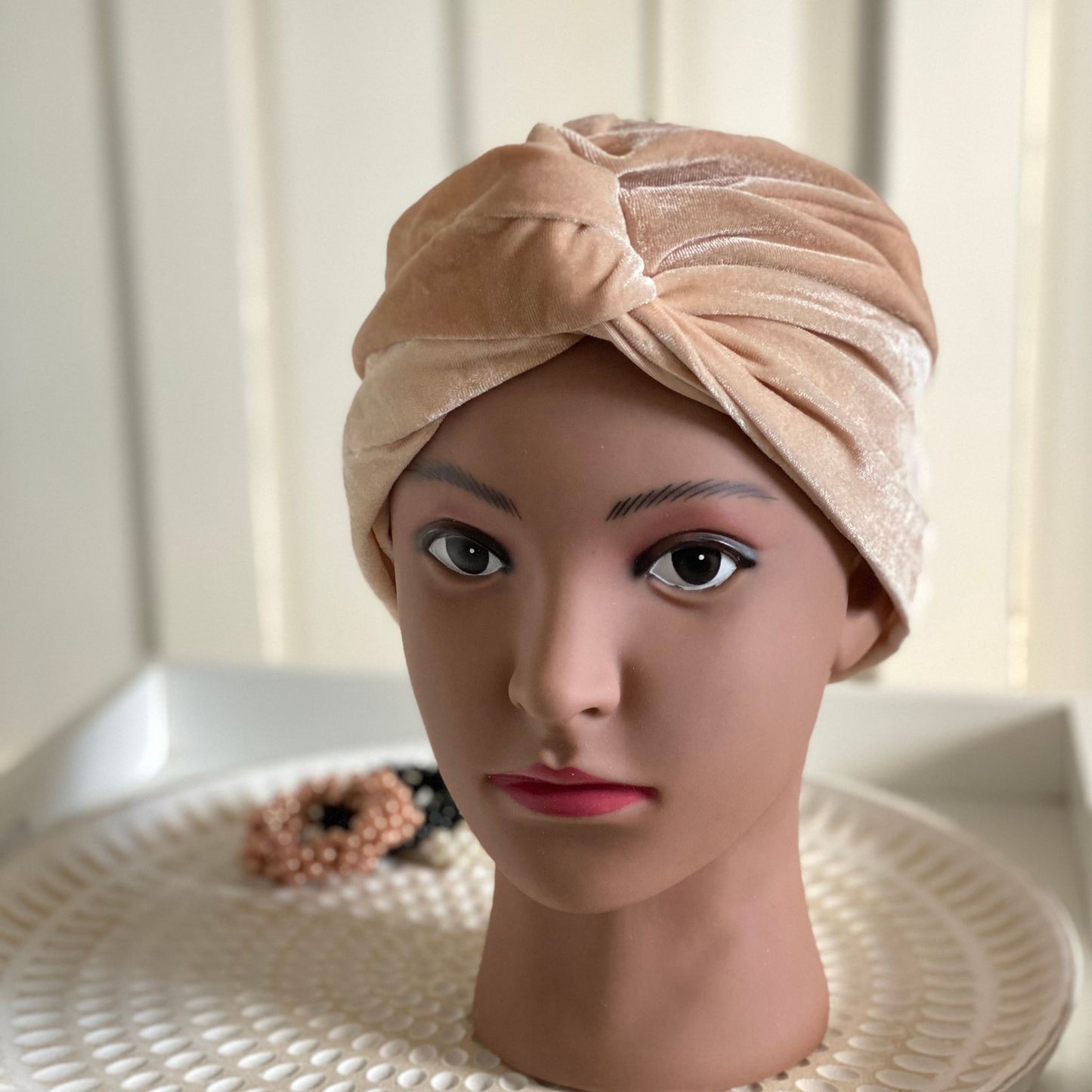 VELVET TURBAN HEAD COVERING