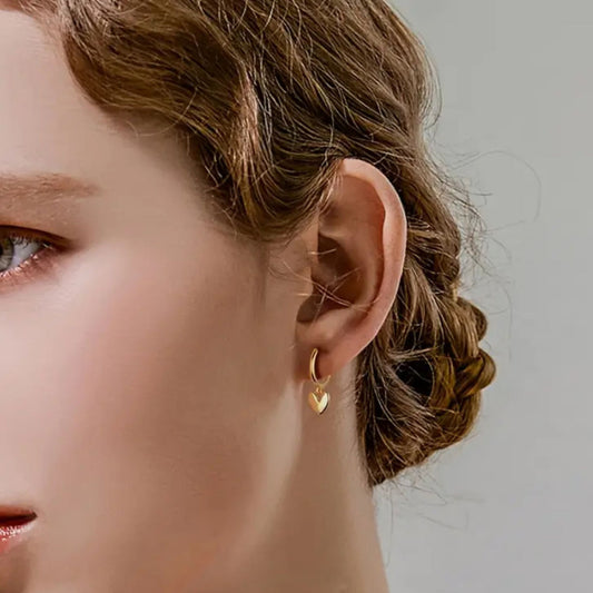 GOLD HOOP & HEART EARRINGS