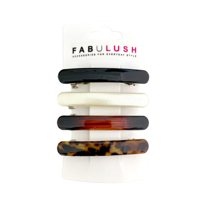 SIMPLE BARRETTE HAIR CLIPS 4PK
