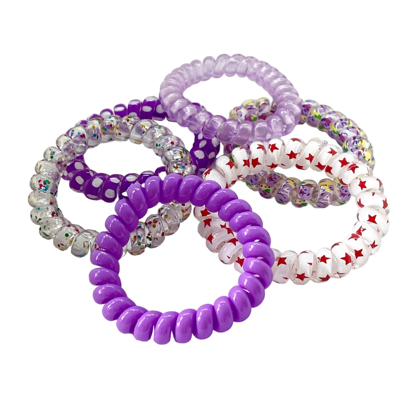 JELLY SPIRAL HAIR TIES 6PK