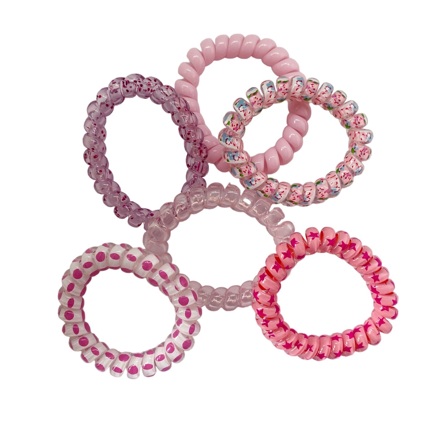 JELLY SPIRAL HAIR TIES 6PK