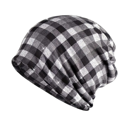 CHECKERED BEANIE CHEMO CAP