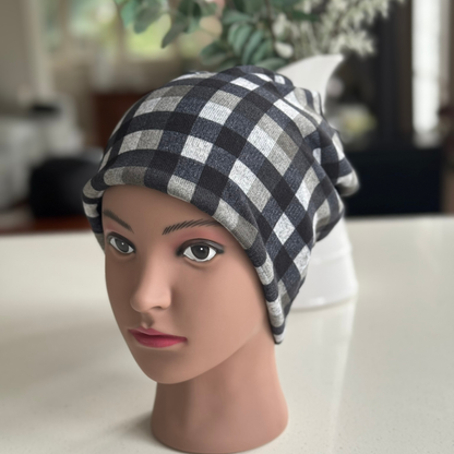 CHECKERED BEANIE CHEMO CAP