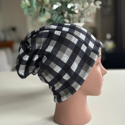 CHECKERED BEANIE CHEMO CAP